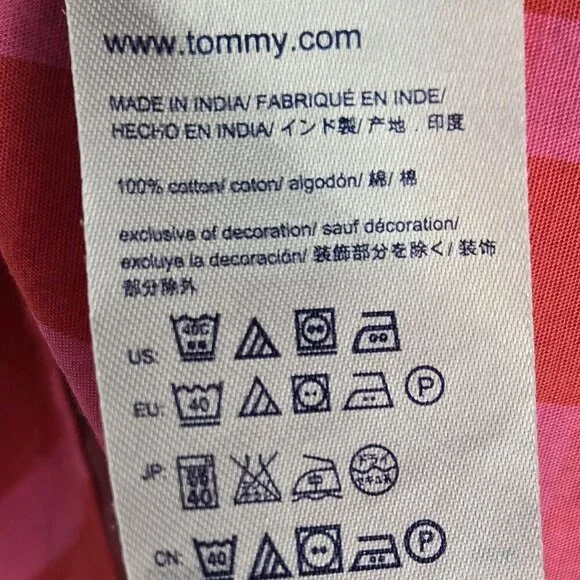 Tommy Hilfiger Size Large Pink Plaid Shirt Dress Button Front Sleevless Cotton - Picture 10 of 12